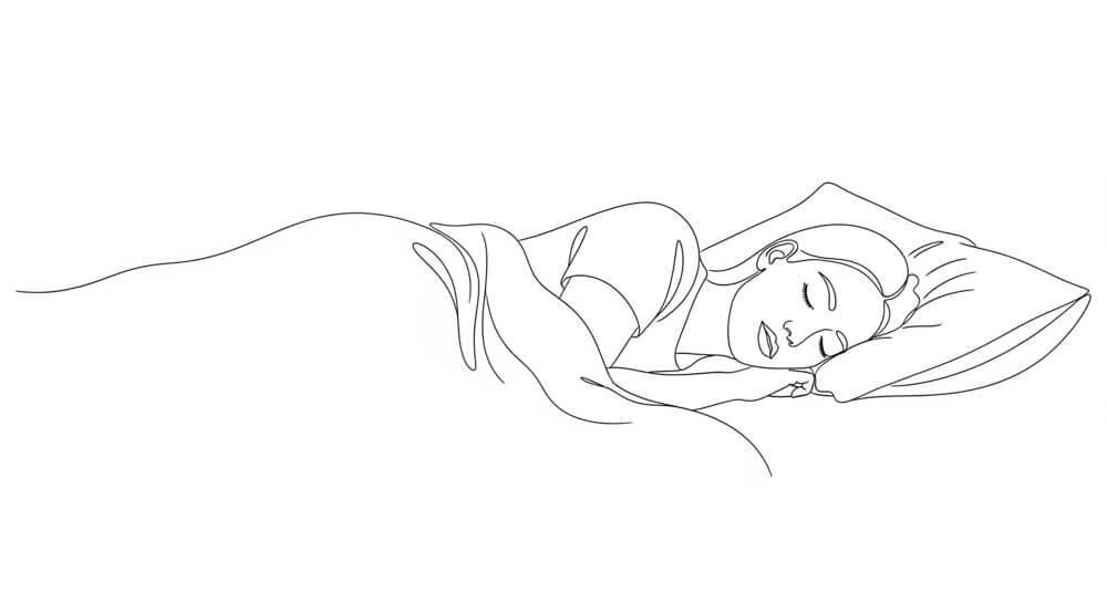 고혈압과 심장 건강을 위해 침대에서 건강한 수면을 취하는 모습