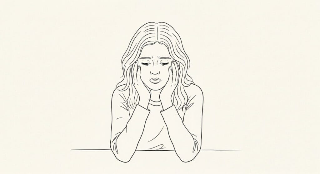 만성 스트레스와 미래 불안한 표정으로 근심하는 모습