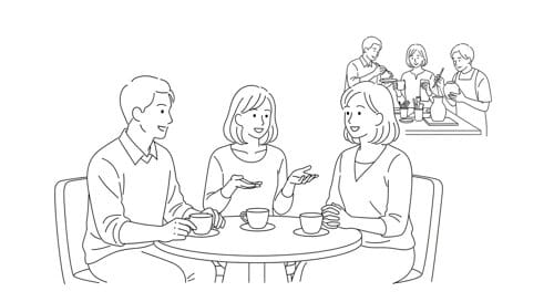 스트레스와 미래 불안 번아웃을 관리 하기위해 사람 만나고 대화하는 모습