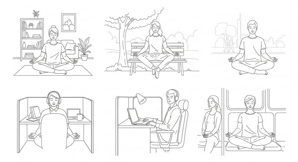명상을 때와 장소 구분없이 자유롭게 일상에서 하는 6가지의 모습