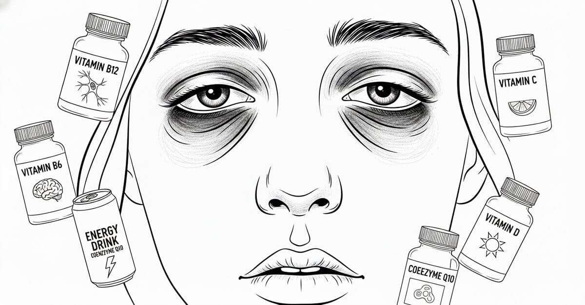 불면증으로 잠 못잔 얼굴에 영양제로 인한 다크서클 모습