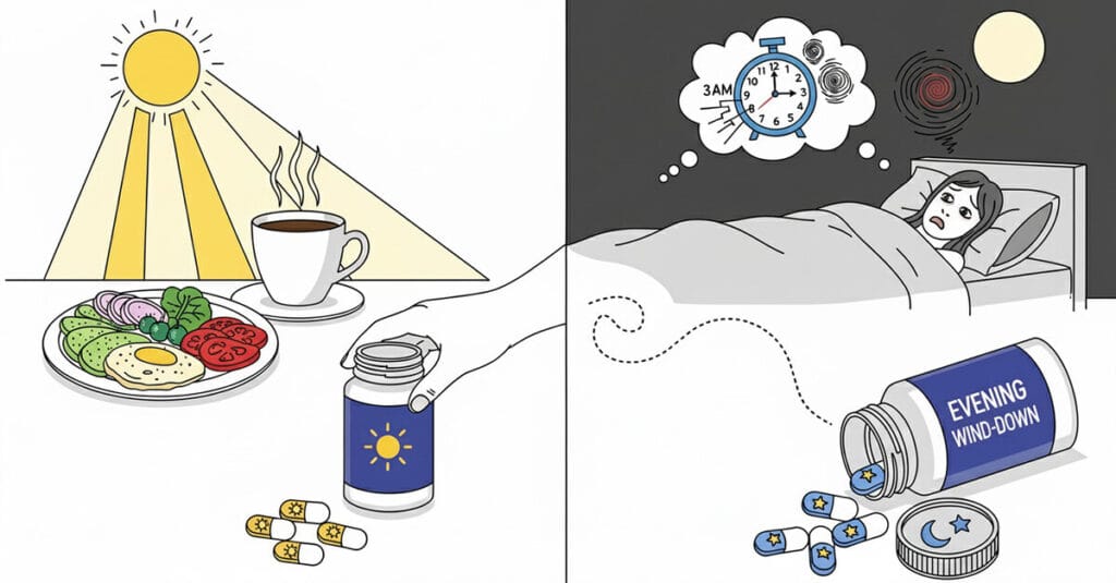 불면증과 관계없는 잠을 깨우는 영양제와 밤에 잠을 도와주는 영양제 소개