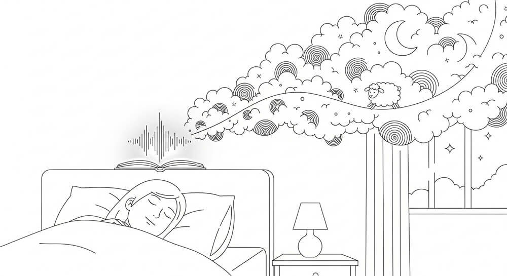 침대에서 누워 듣는 오디오 성경으로 잠을 잘 자는 모습