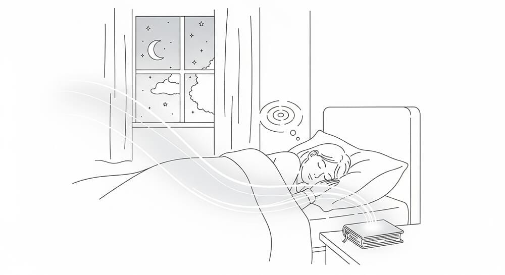 침실에서 잠 안와서 성경 오디오를 들으면 잠든 모습