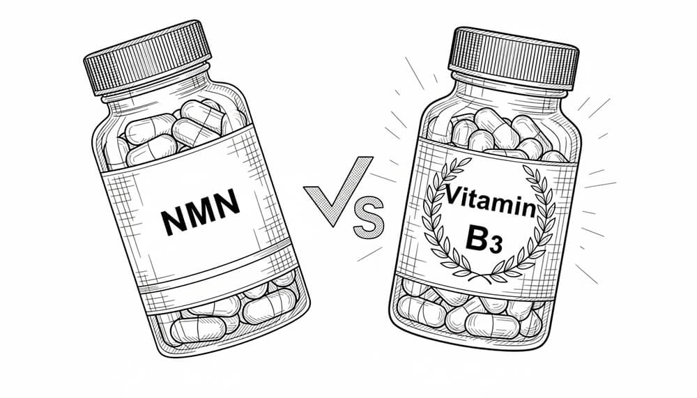 NMN과 비타민 B3 영양제 중 비타민B3를 선택한 그림