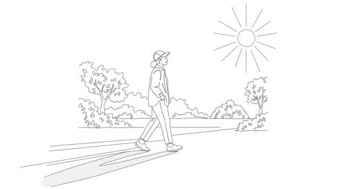 만성 스트레스 미래 불안 번아웃 (5) 스트레스 해소를 위해 아침 햇빛 보며 걷는 모습