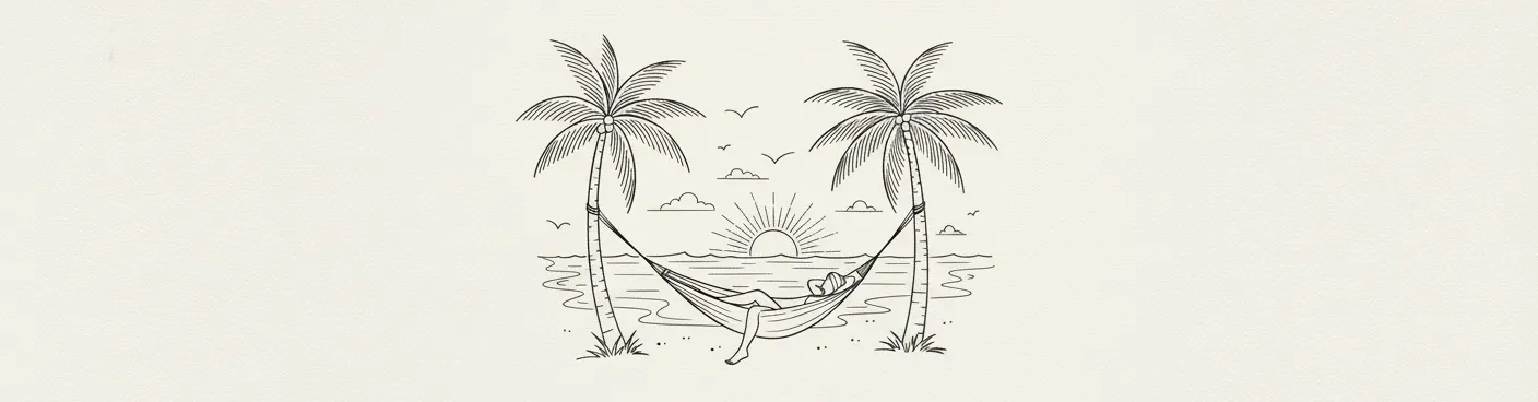 셀라마인의 쉼과 건강에 대한 바다에서 해먹 위에서 쉬는 편안한 모습