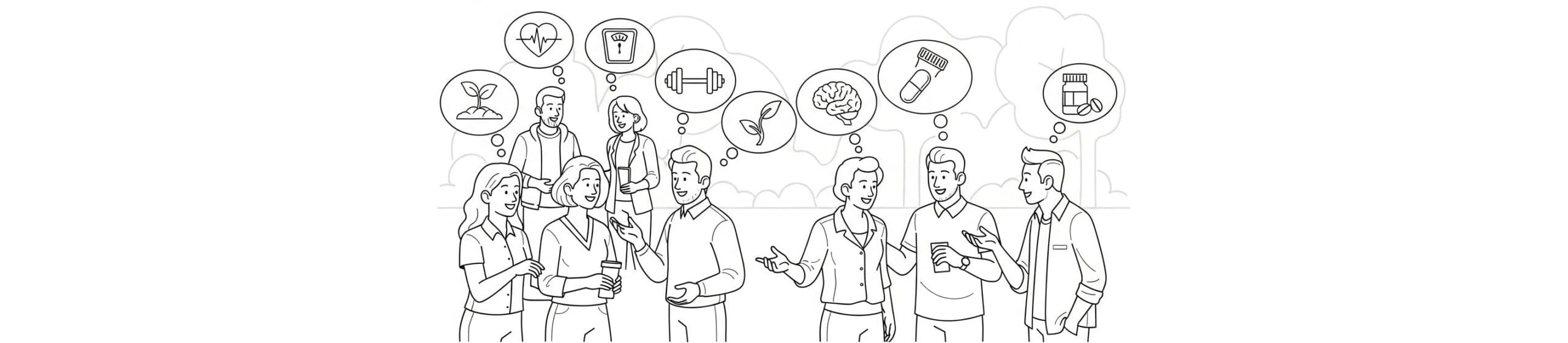 사람들 여러명이 건강 관련 이야기를 나누고 있는 모습 커뮤니티 게시판 대표이미지